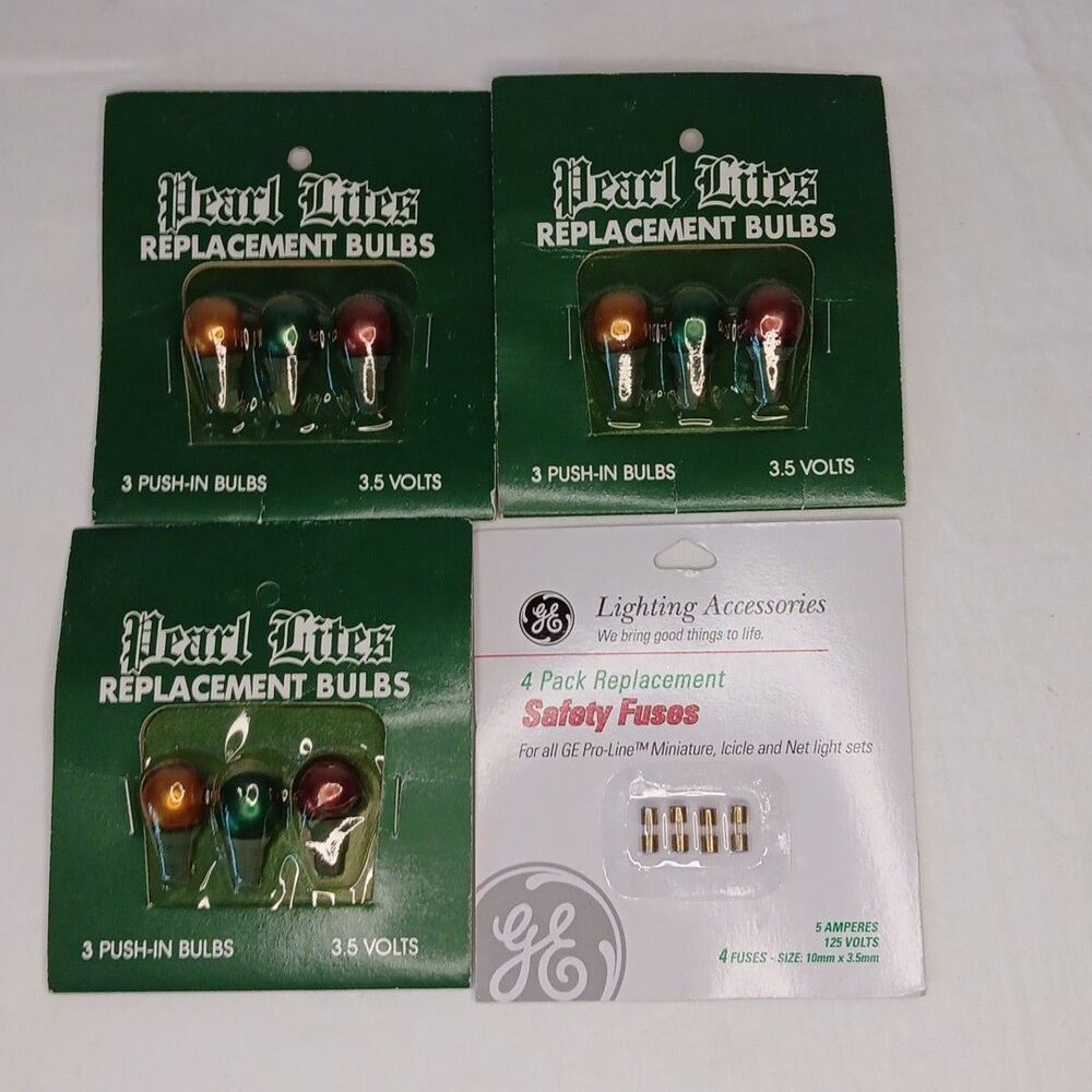 Tree Light Replacement Pearl Lights Bulbs Green Yellow Red and GE Safety Fuses
